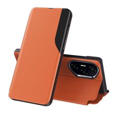 Custodia in pelle con supporto a ribalta per Honor 300 Pro Attraction (arancione)