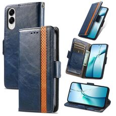 Per Samsung Galaxy S25 Edge 5G CustodiaNeo Splicing Dual Magnetic Buckle Custodia in pelle per telefono (blu)