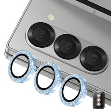 Per Samsung Galaxy Z Fold7 ENKAY Hat-Prince 9H Obiettivo della fotocamera posteriore Pellicola in vetro temperato in lega di alluminio glitterata (blu)