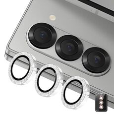 Per Samsung Galaxy Z Fold7 ENKAY Hat-Prince 9H Obiettivo della fotocamera posteriore Pellicola in vetro temperato in lega di alluminio glitterata (argento)