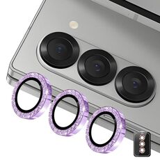 Per Samsung Galaxy Z Fold7 ENKAY Hat-Prince 9H Obiettivo della fotocamera posteriore Pellicola in vetro temperato in lega di alluminio glitterata (viola)