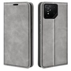 Per Asus ROG Phone 9 / 9 Pro Retro-skin Custodia in pelle con ventosa magnetica (grigio)