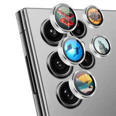 Per Samsung Galaxy S25 Ultra 5G ENKAY Hat-Prince AR 9H Pellicola in vetro temperato in lega di alluminio per obiettivo posteriore (argento)