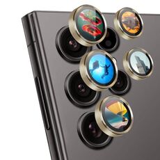 Per Samsung Galaxy S25 Ultra 5G ENKAY Hat-Prince AR 9H Pellicola in vetro temperato in lega di alluminio per obiettivo posteriore (oro)