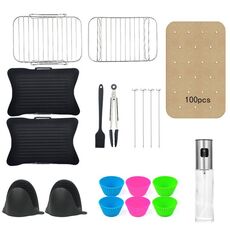 Set di accessori per friggitrice ad aria 20 in 1, rivestimento per stampo per friggitrice ad aria, griglia per forno riutilizzabile, griglia per cottura al forno