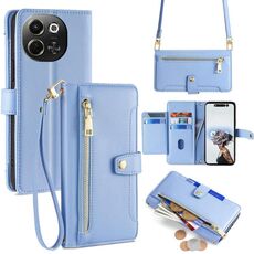 Per Tecno Pova 6 Neo 5G Sheep Texture Portafoglio a tracolla con cerniera in pelle Custodia per telefono (blu)