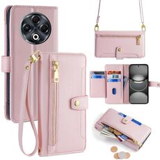 Per Tecno Spark 30 4G Custodia per telefono in pelle con cerniera a tracolla con texture di pecora (rosa)