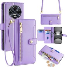 Per Tecno Spark 30 4G Sheep Texture Portafoglio a tracolla con cerniera in pelle Custodia per telefono (viola)