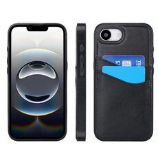 Per iPhone 16e Custodia per telefono con slot per schede in pelle Litchi (nero)