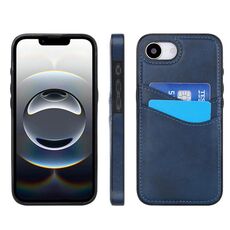 Per iPhone 16e Custodia per telefono con slot per schede in pelle Litchi (blu)
