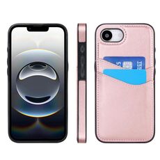 Per iPhone 16e Custodia per telefono con slot per schede in pelle Litchi (oro rosa)