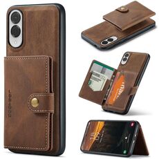 Per Samsung Galaxy S25 Edge 5G JEEHOOD J01 Retro Custodia per telefono con portafoglio magnetico staccabile (marrone)