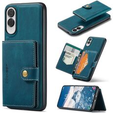 Per Samsung Galaxy S25 Edge 5G JEEHOOD J01 Retro Custodia per telefono con portafoglio magnetico staccabile (blu)