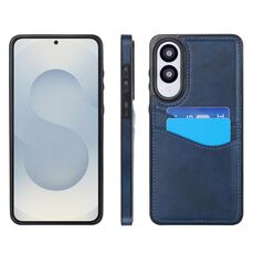 Per Samsung Galaxy S25 Edge 5G Custodia per telefono con slot per schede in pelle Litchi (blu)