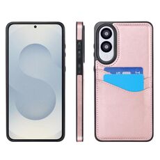 Per Samsung Galaxy S25 Edge 5G Custodia per telefono in pelle Litchi con slot per schede (oro rosa)