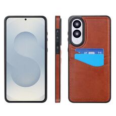 Per Samsung Galaxy S25 Edge 5G Custodia per telefono in pelle Litchi con slot per schede (marrone)
