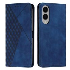 Per Samsung Galaxy S25 Edge 5G Custodia per telefono in pelle magnetica con effetto pelle con cuciture a diamante (blu)