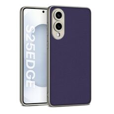 Per Samsung Galaxy S25 Edge 5G GKK Custodia per telefono in pelle con effetto vernice metallica e copertura totale (viola)
