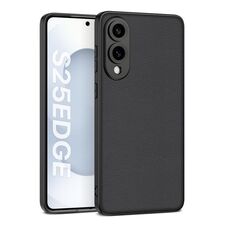 Per Samsung Galaxy S25 Edge 5G GKK Custodia per telefono in pelle con effetto vernice metallica e copertura completa (nero)