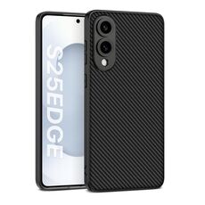Per Samsung Galaxy S25 Edge 5G GKK Metal Paint Skin Feel Custodia per telefono in pelle a copertura totale (texture in fibra di carbonio)