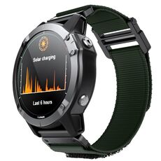 Per cinturino Garmin QuickFit 26mm Kalebol Loop Nylon Buckle Watch Band (verde militare)