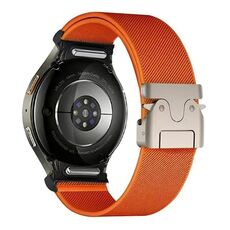 Per Samsung Galaxy Watch 7/6/5/4, cinturino in nylon elastico con fibbia a paracadute e connettore a pulsante (arancione)