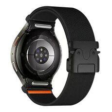 Per Samsung Galaxy Watch 7/6/5/4, cinturino in nylon elastico con fibbia a paracadute e connettore a pulsante (nero)