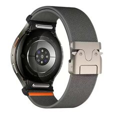 Per Samsung Galaxy Watch 7/6/5/4, cinturino elastico in nylon con fibbia a paracadute e connettore a pulsante (grigio scuro)