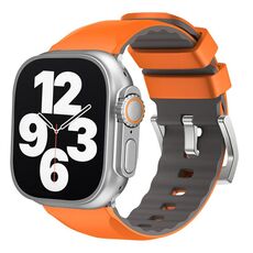 Per Apple Watch 46mm / 49mm / 45mm / 44mm Cinturino in silicone bicolore a contrasto Kalebol (arancione)