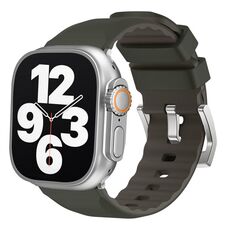 Per Apple Watch 46mm / 49mm / 45mm / 44mm Cinturino in silicone bicolore a contrasto Kalebol (verde scuro)