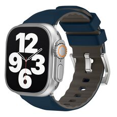 Per Apple Watch 42mm / 41mm / 40mm / 38mm Cinturino in silicone bicolore a contrasto Kalebol (blu notte)