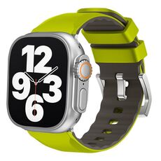 Per Apple Watch 42mm / 41mm / 40mm / 38mm Cinturino in silicone bicolore a contrasto Kalebol (verde fluorescente)