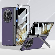 Per OPPO Find N5 GKK Custodia per telefono con cerniera pieghevole magnetica e supporto laterale in pelle semplice integrata (viola)
