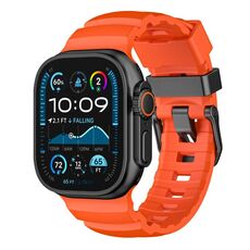 Per Apple Watch 46mm / 49mm / 45mm / 44mm Cinturino per orologio in fluorogomma con fibbia nera Field Path (arancione)
