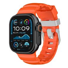 Per Apple Watch 46mm / 49mm / 45mm / 44mm Cinturino per orologio in fluorogomma con fibbia in titanio Field Path (arancione)