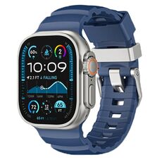 Per Apple Watch 46mm / 49mm / 45mm / 44mm Cinturino per orologio in fluorogomma con fibbia in titanio Field Path (blu)