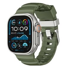 Per Apple Watch 46mm / 49mm / 45mm / 44mm Cinturino per orologio in fluorogomma con fibbia in titanio Field Path (verde)