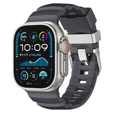 Per Apple Watch 46mm / 49mm / 45mm / 44mm Cinturino per orologio in fluorogomma con fibbia in titanio Field Path (nero)