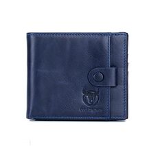 BULL CAPTAIN 038 RFID Antifurto Strato superiore Portafoglio casual in pelle bovina Portafoglio con slot per carta d'identità del conducente (blu)