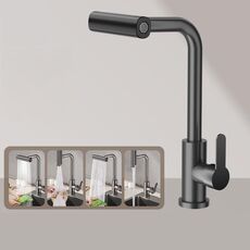 Versione non estraibile 4 modalità rubinetto da cucina a cascata monoforo miscelatore acqua calda/fredda per lavello nero