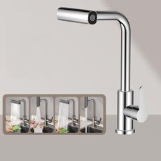 Versione non estraibile 4 modalità rubinetto da cucina a cascata monoforo miscelatore acqua calda/fredda per lavello argento