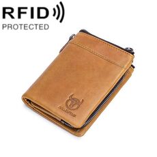 Portafoglio multi-slot BULL CAPTAIN 050 RFID antifurto con strato superiore e portamonete staccabile (giallo marrone)