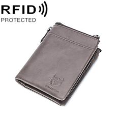 Portafoglio multi-slot BULL CAPTAIN 050 RFID antifurto con strato superiore e portamonete staccabile (grigio)