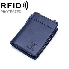 Portafoglio multi-slot BULL CAPTAIN 050 RFID antifurto con strato superiore e portamonete staccabile (blu)
