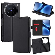Per vivo X200 Pro 5G Custodia in pelle con fibbia laterale ultra sottile e flip orizzontale (nero)