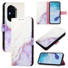 Custodia in pelle con motivo marmo per Honor 400 PT003 (bianco viola)
