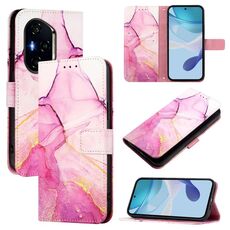 Custodia in pelle con motivo marmo per Honor 400 PT003 (rosa viola oro)