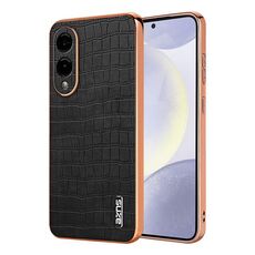 Per Samsung Galaxy S25 Edge 5G AZNS Custodia per telefono con copertura totale in coccodrillo con cornice elettrolitica (nero)