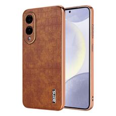Per Samsung Galaxy S25 Edge 5G AZNS Custodia per telefono con struttura elettrolitica e texture a coccodrillo a copertura totale (marrone)
