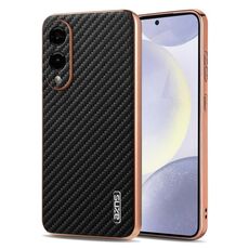 Per Samsung Galaxy S25 Edge 5G AZNS Custodia per telefono con trama in fibra di carbonio con bordo elettrolitico (nero)